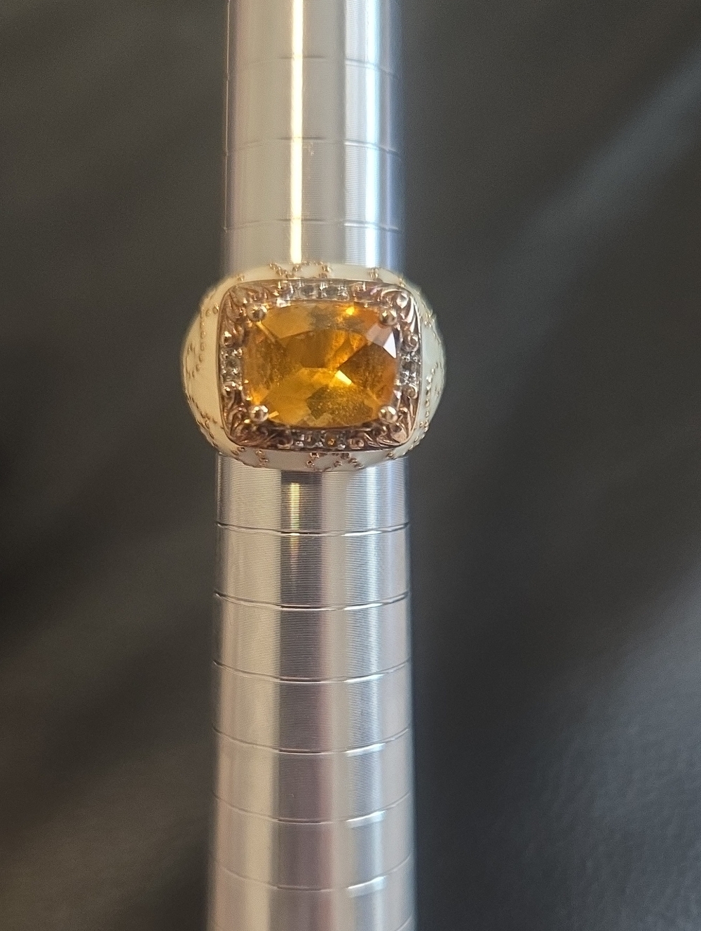 Gold-Tone Citrine Statement Ring - Yellow Gem